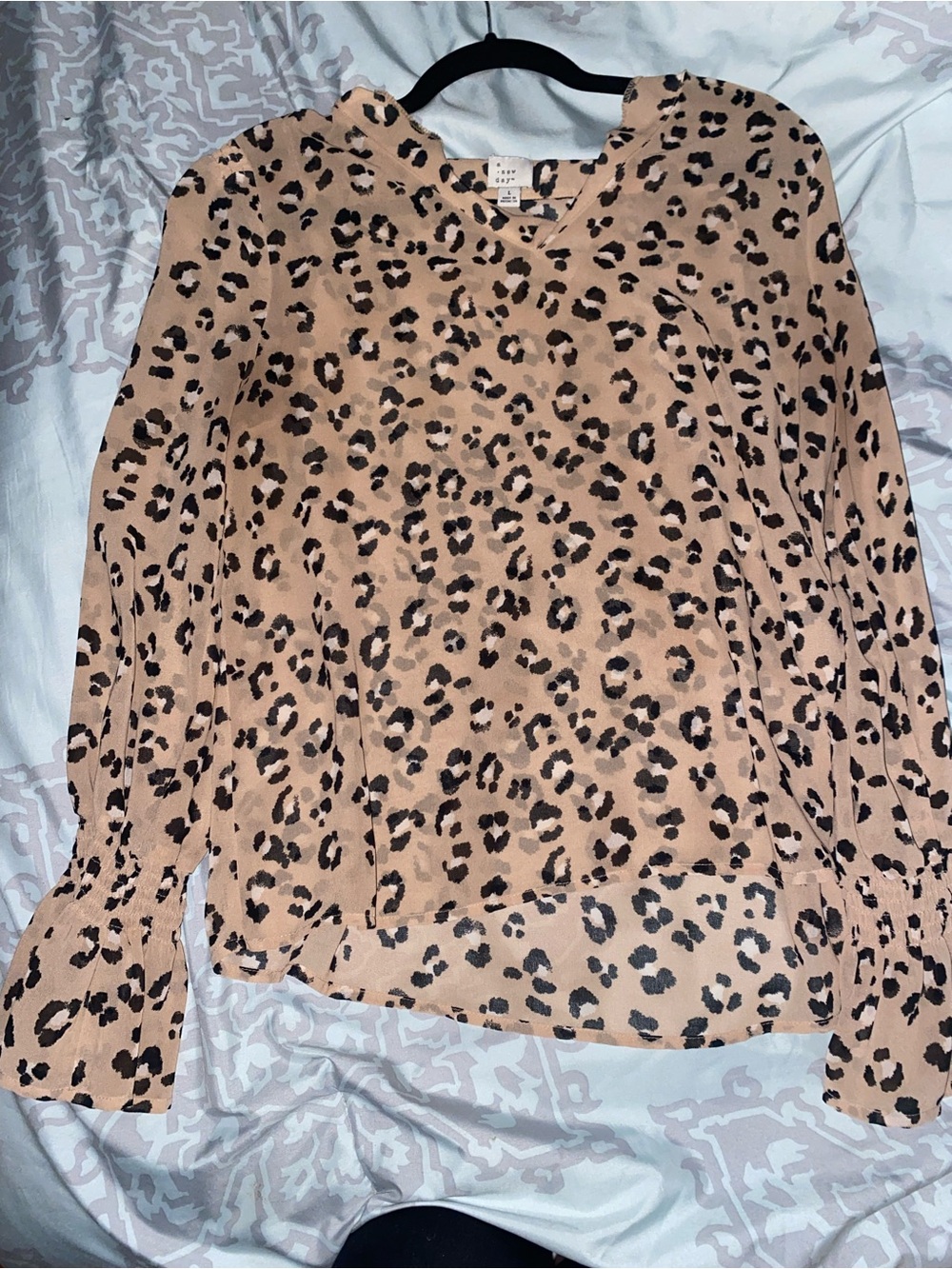 a new day Beige Leopard Print V-Neck Blouse